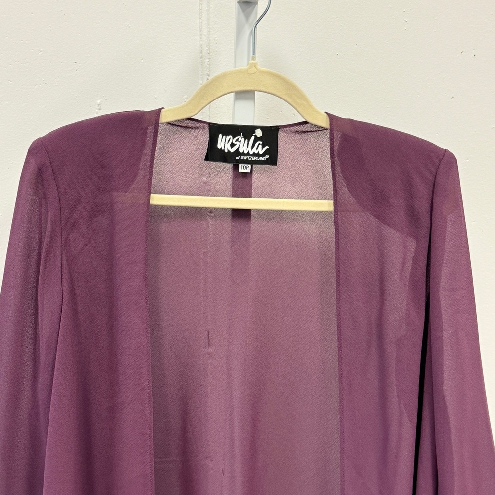 Ursula of Switzerland Plum Purple 2 Piece Dress & Jacket Set Studded Tiered 10P - Picture 7 of 12